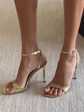Gold Strappy Heels – Elegant Minimal Stiletto Sandals Mango